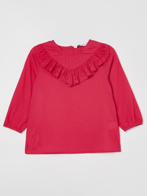 

Fame Forever by Lifestyle Girls Schiffli Self Design Pink Top