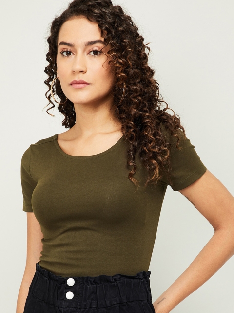 

Ginger by Lifestyle Women Olive Green T-shirt