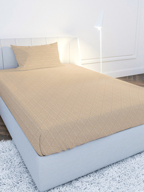 

MAYFAIR HOMES LONDON Champagne & White 210 TC Cotton Satin Single Bedsheet Set