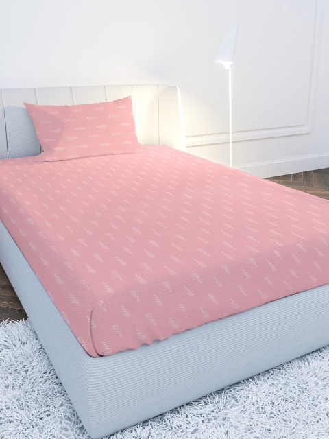 

MAYFAIR HOMES LONDON Pink & White Floral 210 TC Single Bedsheet with 1 Pillow Covers