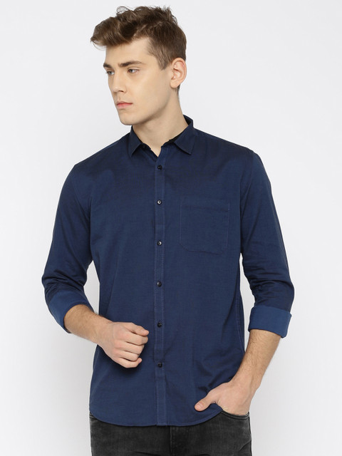 

British Club Men Navy Regular Fit Self-Design Casual Shirt, Navy blue