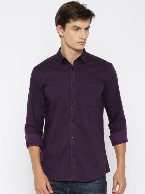 

British Club Men Purple Regular Fit Self-Design Casual Shirt