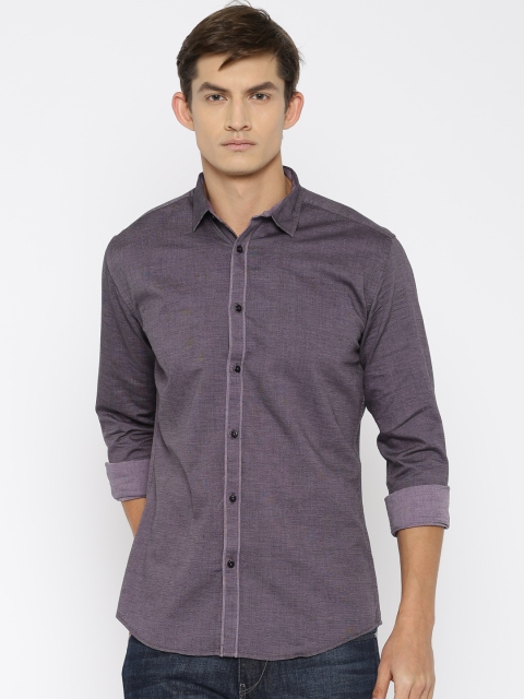 

British Club Men Mauve Regular Fit Self-Design Casual Shirt