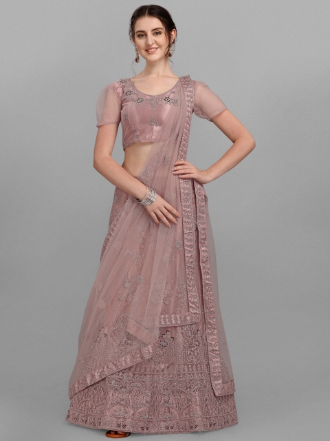 

V SALES Lavender Zari Work Semi-Stitched Lehenga & Unstitched Blouse With Dupatta