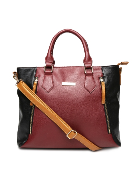 

Addons Maroon & Black Colourblocked Handbag