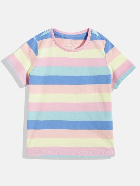 

Marks & Spencer Girls Multicoloured Striped Pure Cotton T-shirt, Multi