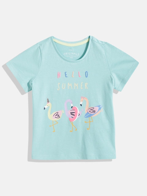 

Marks & Spencer Girls Blue & Purple Pure Cotton Graphic Print T-shirt