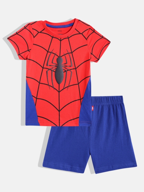 

Marks & Spencer Boys Red & Blue Spider Man Printed Cotton Shorts Set