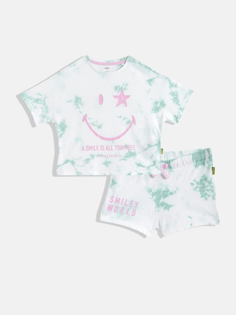 

Marks & Spencer Girls White & Green Dyed Cotton Shorts Set