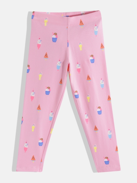 

Marks & Spencer Girls Pink & Blue Printed Ankle-Length Leggings