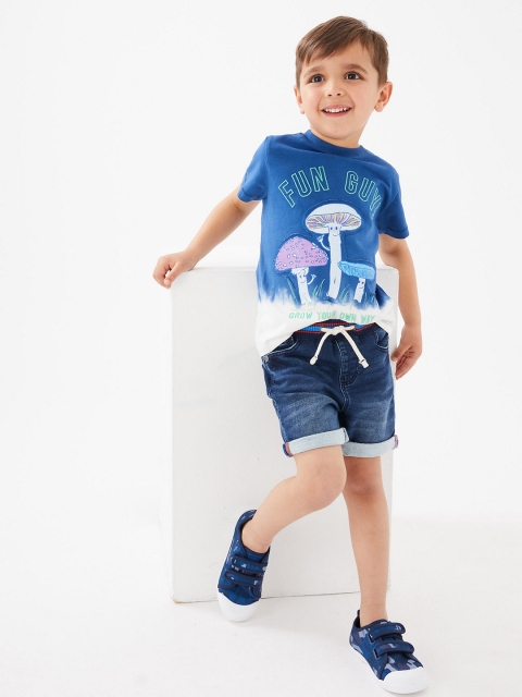 

Marks & Spencer Boys Navy Blue Solid Light Fade Denim Shorts
