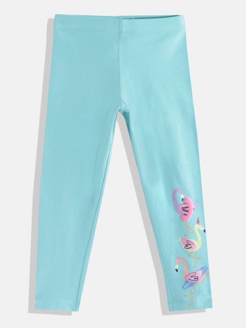 

Marks & Spencer Girls Sea Green Solid Leggings with Printed Detail