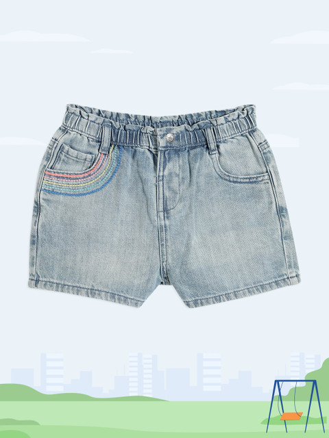 

Marks & Spencer Girls Blue Solid Mid-Rise Denim Shorts