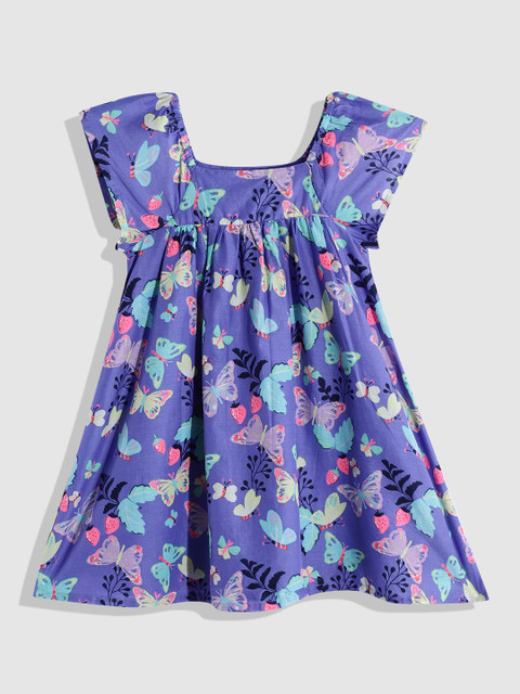 

Marks & Spencer Girls Purple & Green Printed Cotton Empire Dress