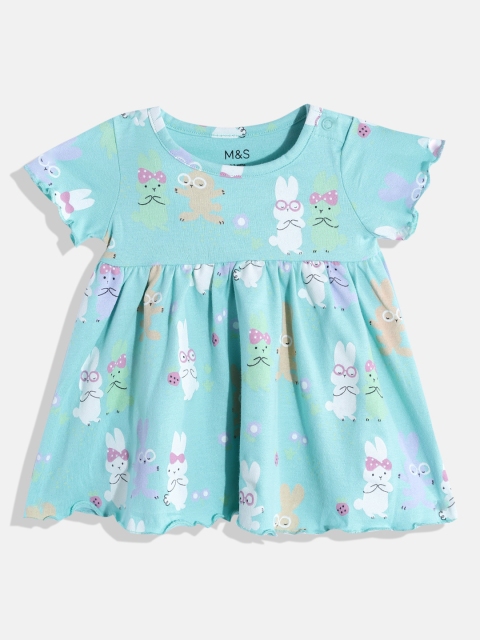 

Marks & Spencer Girls Sea Green & Lavender Printed Cotton Fit & Flare Dress