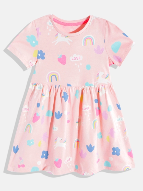 

Marks & Spencer Girls Pink & Blue Conversational Print Cotton Fit & Flare Dress