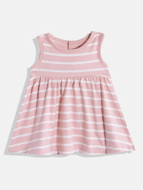 

Marks & Spencer Girls Pink & White Striped Cotton Fit & Flare Dress