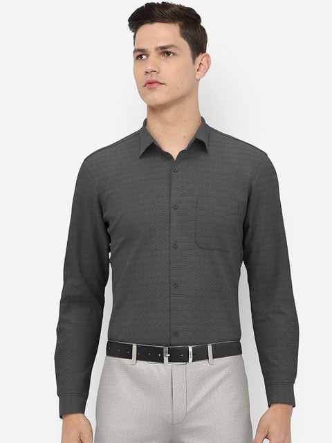 

Peter England Elite Men Charcoal Grey Cotton Formal Shirt