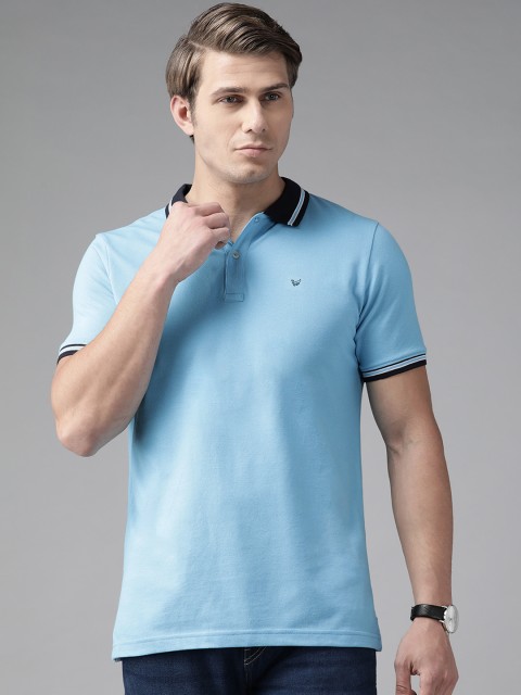 

Blackberrys Men Blue Solid Polo Collar T-shirt