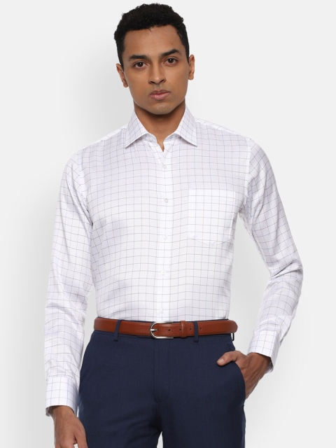 

Van Heusen Men White Slim Fit Checked Pure Cotton Formal Shirt