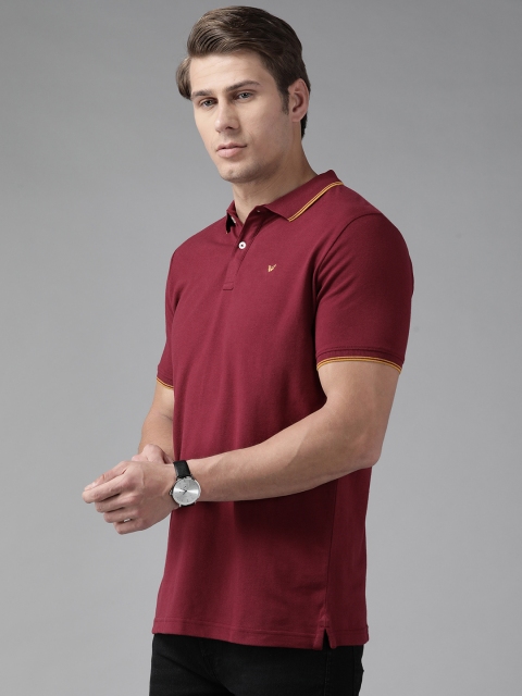 

Blackberrys Men Burgundy Solid Polo Collar T-shirt