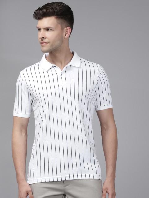 

Blackberrys Men White & Navy Blue Polo Collar Regular Fit T-shirt