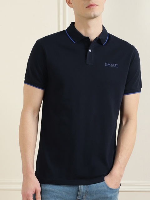 

HACKETT LONDON Men Navy Blue Polo Collar T-shirt