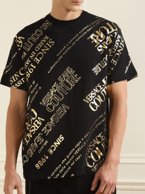 

Versace Jeans Couture Men Black Logo Printed T-shirt