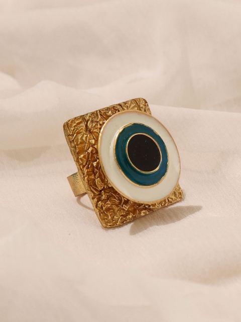 

Pipa Bella Women Gold-Plated Blue Evil Eye Meenakari Ring