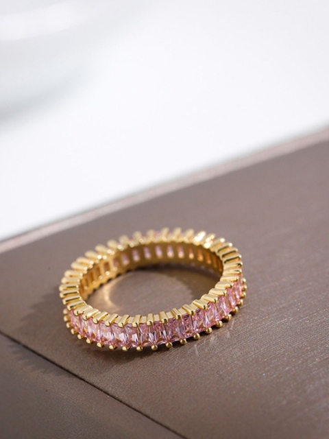 

Pipa Bella Women Pink Gold-Plated Crystal Studded Ring