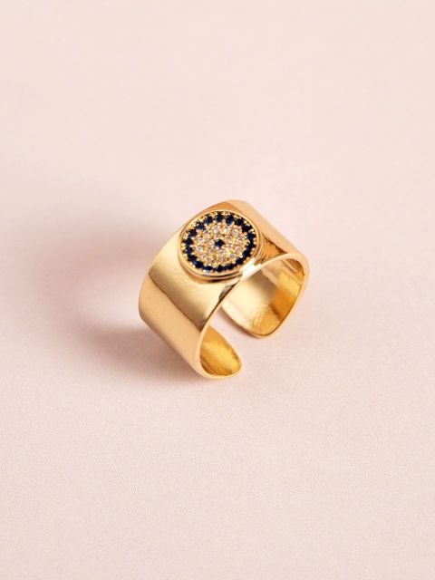 

Pipa Bella Women Blue Gold-Plated Stone-Studded Finger Ring