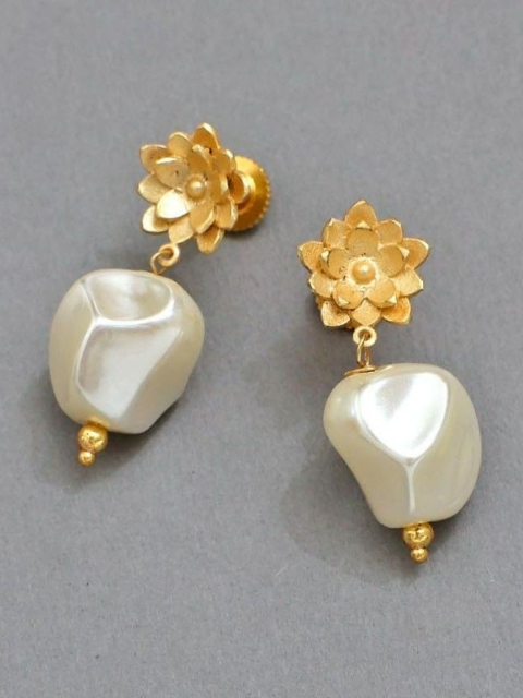 

Pipa Bella Gold-Plated Pearl Studded Floral Drop Earrings