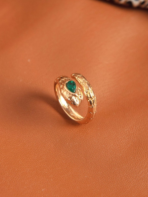 

Pipa Bella Women Gold-Plated Green Stone Serpent Ring