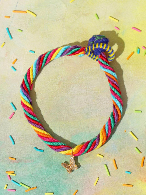 

Pipa Bella Women Multicoloured Pride Band With Butterfly Charm Bracelet, Multi