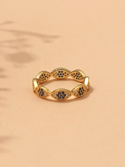 

Pipa Bella Women Blue & Gold Cubic Zirconia Stone Studded Evil Eye Ring