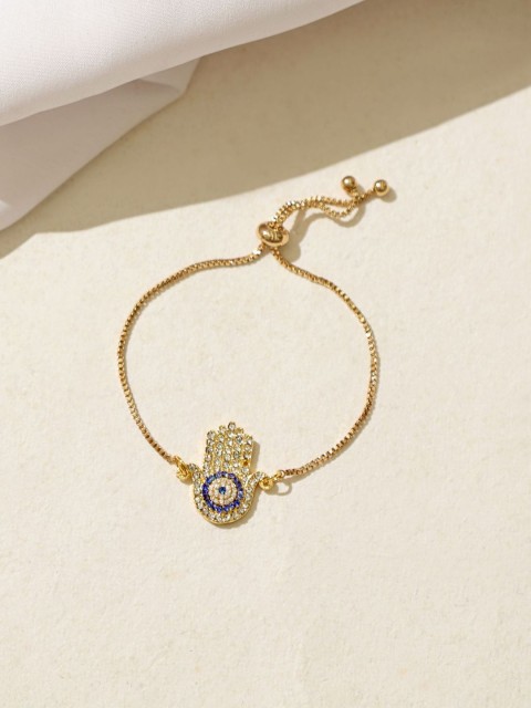 

Pipa Bella Women Blue Gold Plated Hamza Evil Eye Bracelet
