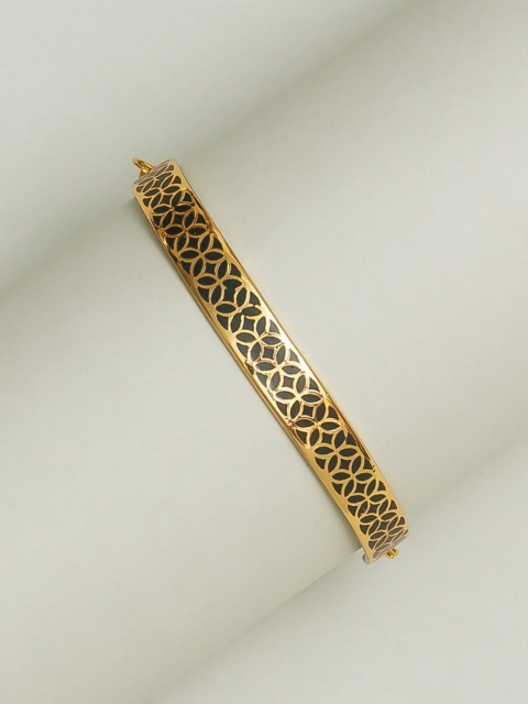 

Pipa Bella Women Black Brass Gold Plated Barbados Enamel Cuff Bracelet