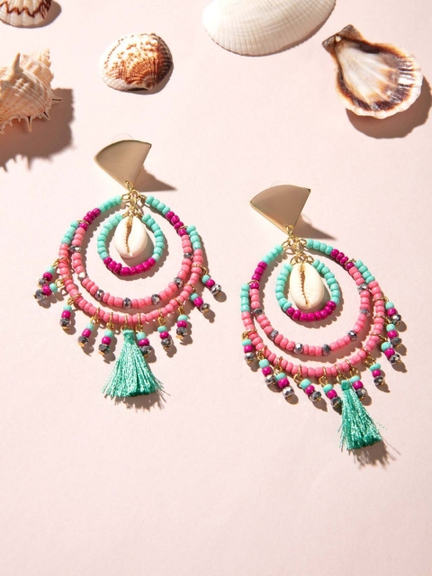 

Pipa Bella Pink & Blue Beaded Circular Drop Earrings