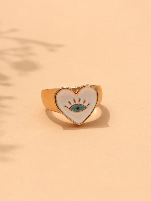 

Pipa Bella Women Gold-Toned & White Heart Enamel Ring