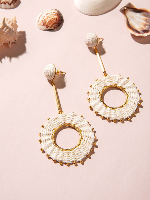 

Pipa Bella Gold-Toned & Off White Circular Drop Earrings