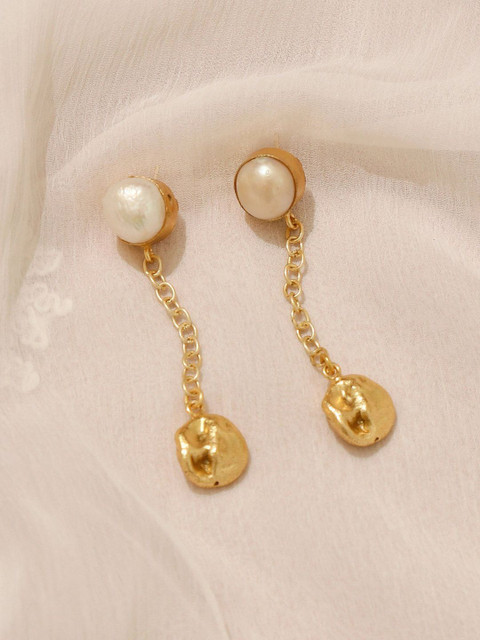 

Pipa Bella Gold-Plated Textured Circular Drop Earrings