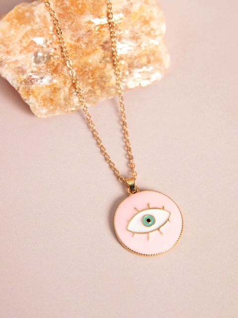 

Pipa Bella Pink Gold-Plated Enamel Evil Eye Pendant Necklace