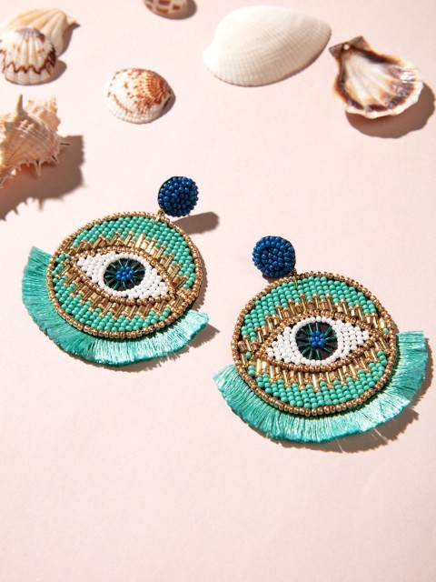 

Pipa Bella Black & Gold-Toned Beaded Circular Drop Earrings