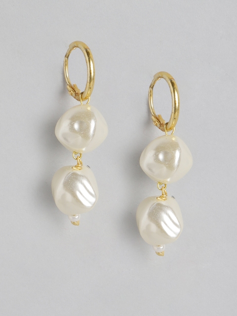 

Pipa Bella Gold-Toned & White Contemporary Drop Earrings