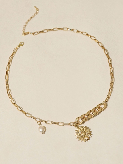 

Pipa Bella Gold-Plated Flower Pearl Chain Necklace