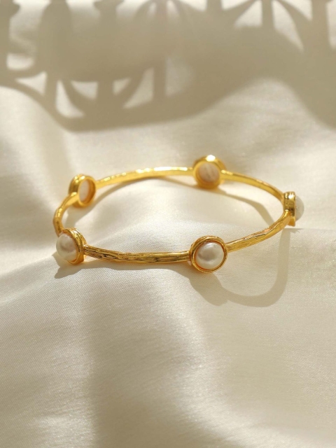 

Pipa Bella Women White Pearls Gold-Plated Bangle-Style Bracelet