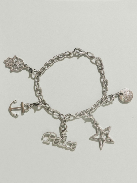 

Pipa Bella Women Silver Plated Peace Charm Wraparound Bracelet