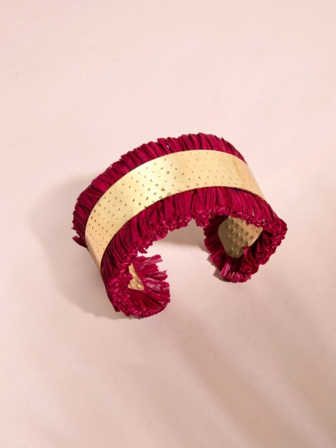 

Pipa Bella Women Maroon & Gold Plated Tassle Cuff Bracelet