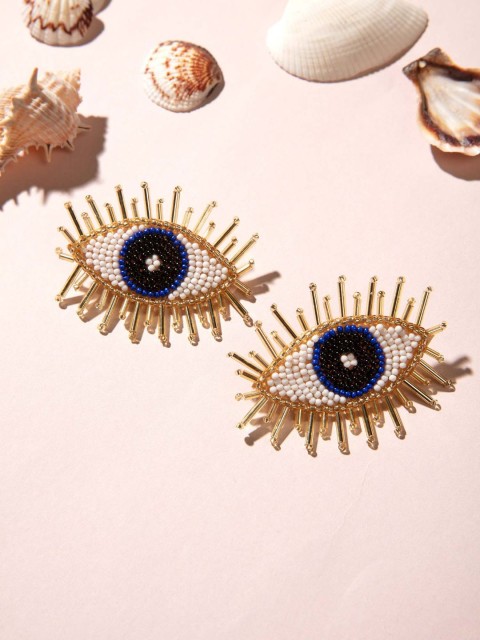 

Pipa Bella White & Gold-Toned Contemporary Studs Earrings
