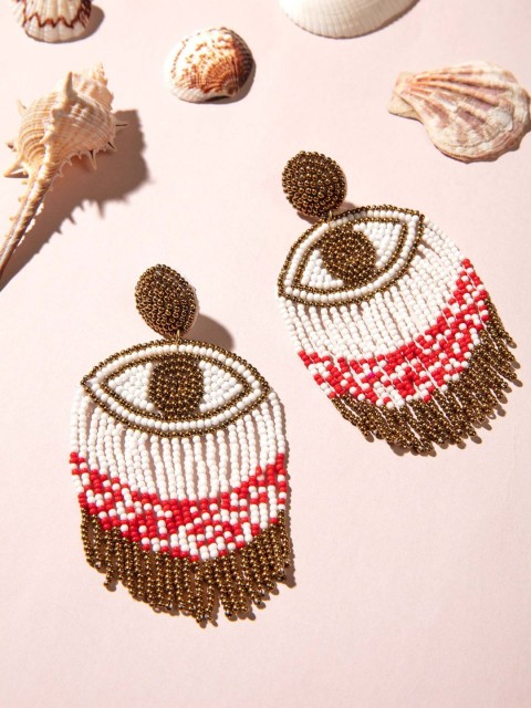 

Pipa Bella White & Brown Contemporary Drop Earrings